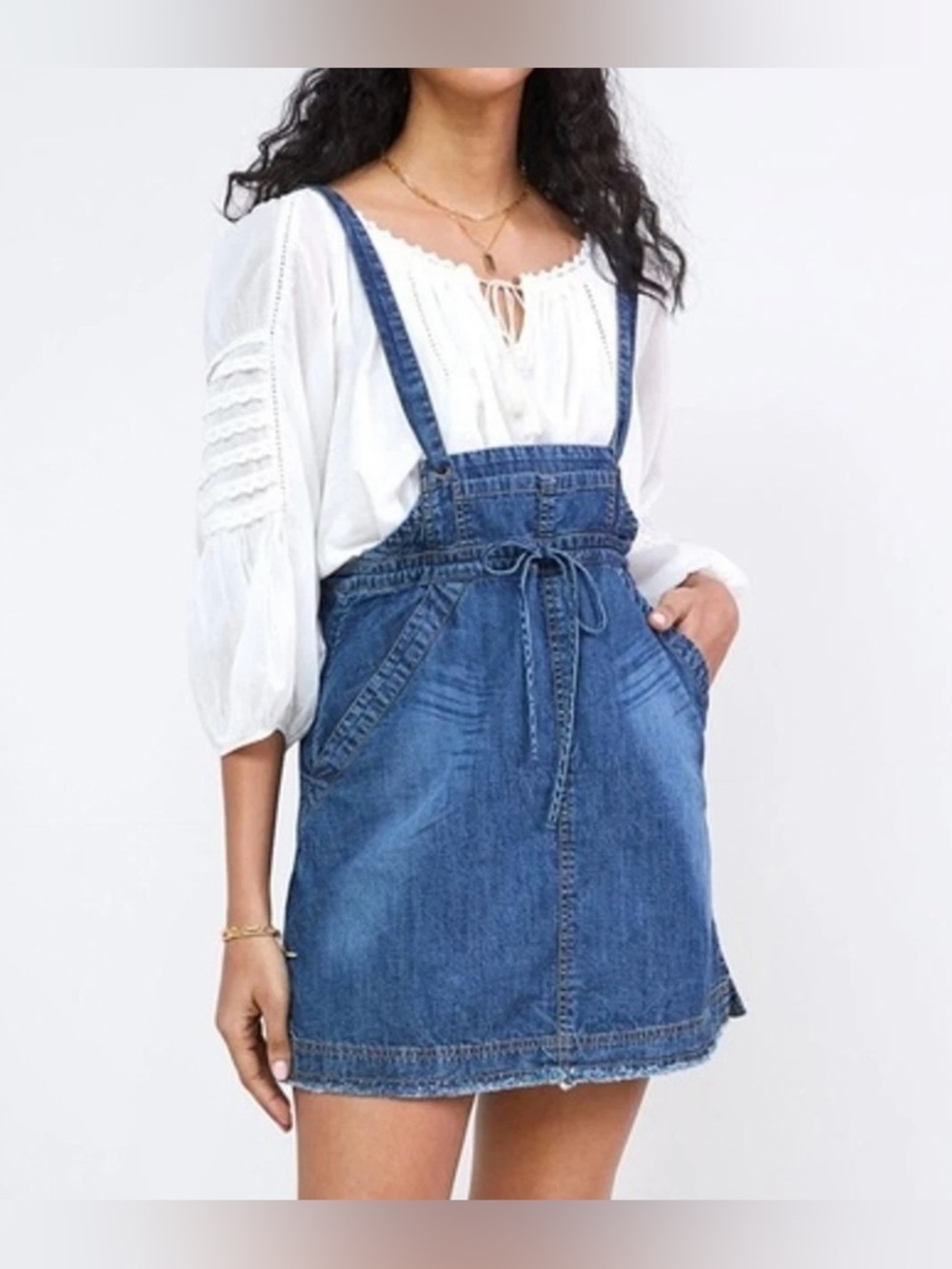 Pilcro by Anthropologie Medium Wash Denim Overall Style Mini Dress - Size XS
